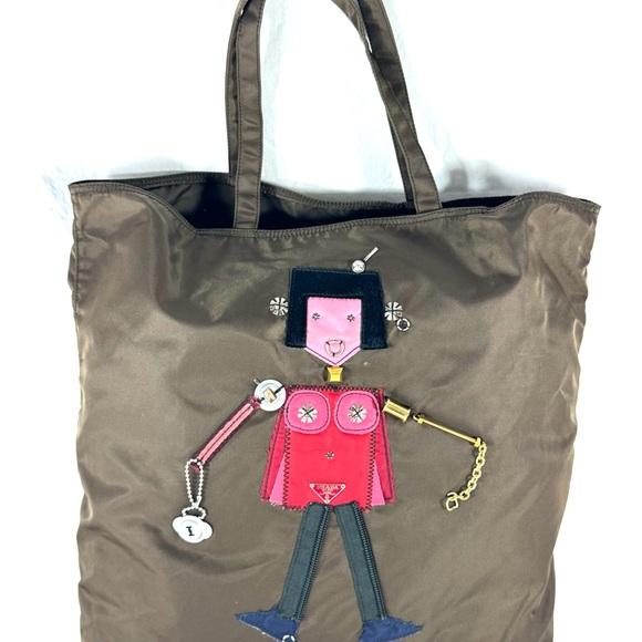 2005 PRADA Brown/Olive Base Tessuto Robot 3 Tote Bag Made in Italy - Picture 1 of 17